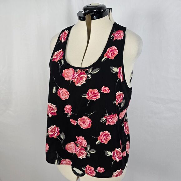 Xhiliration Swing Tank Women's XXL Black Pink Floral Scoop Neck Sleevelese NWT - Picture 10 of 16